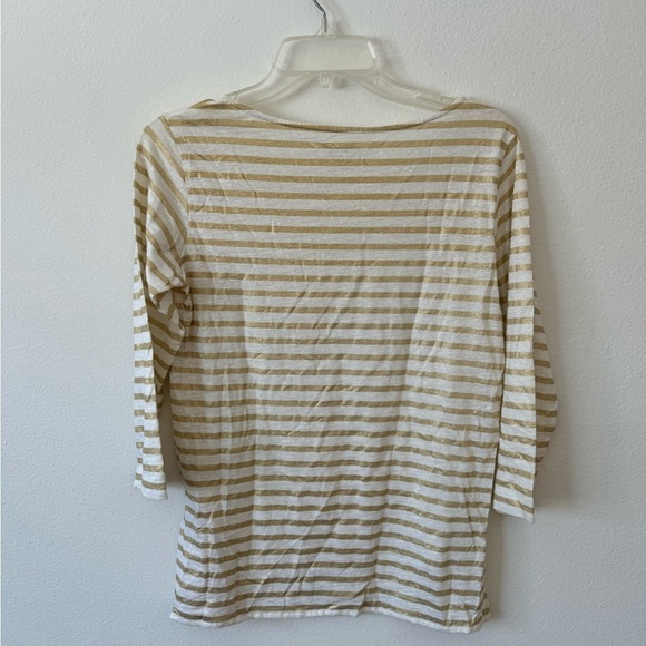 Women’s Gold & White Striped Shimmer Top - Picture 6 of 6